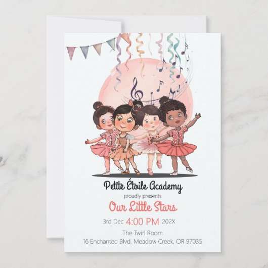 Tiny Dancers Overweging Uitnodigen – Custom Studio Kaart (Voorkant)