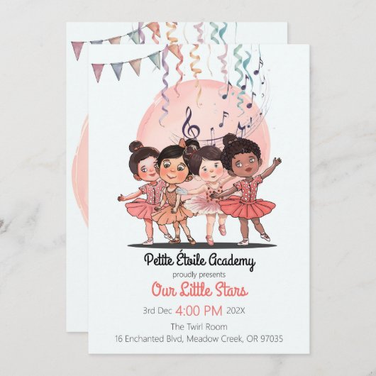 Tiny Dancers Overweging Uitnodigen – Custom Studio Kaart (Voorkant / Achterkant)