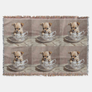 Tiny Delight: Chihuahua Puppy in een theekopje Deken
