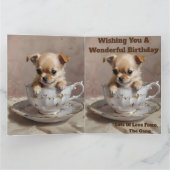 Tiny Delight: Chihuahua Puppy in een theekopje, Kaart (Binnen)