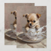 Tiny Delight: Chihuahua Puppy in een Theekopje,  Kaart (Voorkant / Achterkant)