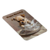 Tiny Delight: Chihuahua Puppy in een theekopje, Magneet (Rechterzijde)