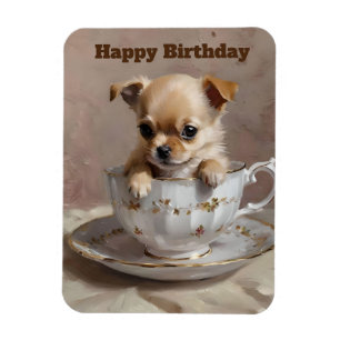 Tiny Delight: Chihuahua Puppy in een theekopje, Magneet