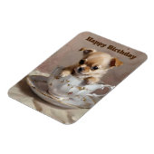 Tiny Delight: Chihuahua Puppy in een theekopje, Magneet (Linkerzijde)