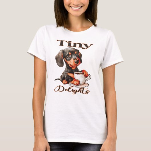Tiny Delights-Koffie en teckel T-shirt (Voorkant)