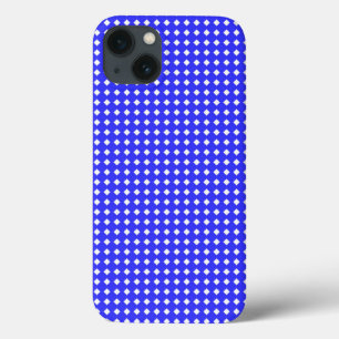 Tiny Diamonds Squares Pattern Cobalt Blue White iPhone 13 Hoesje