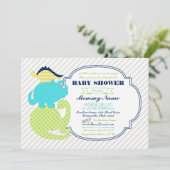 Tiny Dinos Dinosaur Baby shower Invite Kaart (Staand voorkant)
