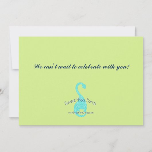 Tiny Dinos Dinosaur Baby shower Invite Kaart (Achterkant)