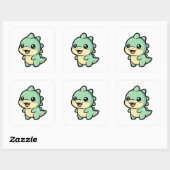 Tiny Dinosaur – Cute Kawaii Illustration Vierkante Sticker (Vel)