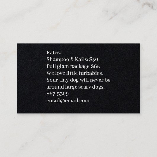 Tiny Dog Grooming Service Visitekaartje (Achterkant)