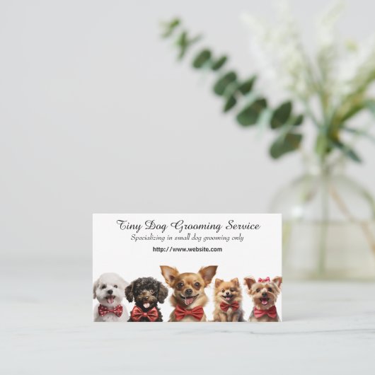 Tiny Dog Grooming Service Visitekaartje (Staand voorkant)