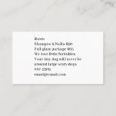 Tiny Dog Grooming Service Visitekaartje (Achterkant)