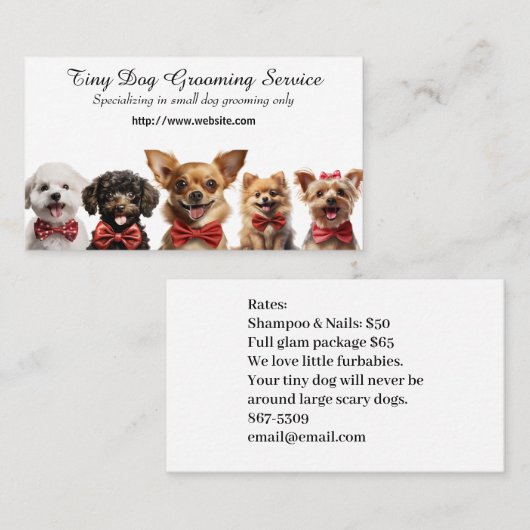 Tiny Dog Grooming Service Visitekaartje (Voorkant / Achterkant)