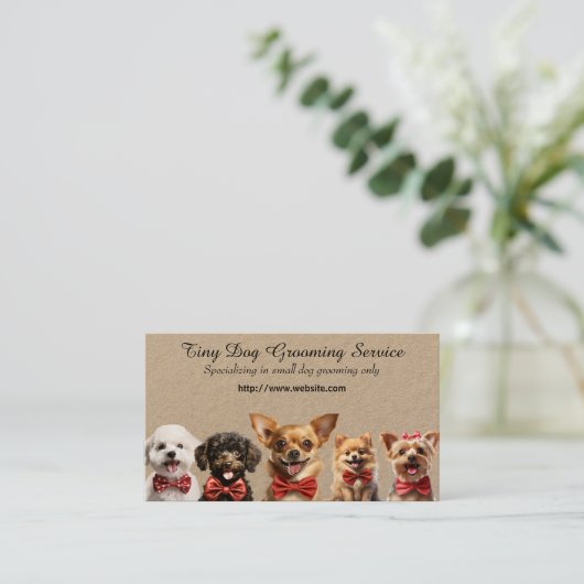 Tiny Dog Grooming Service Visitekaartje (Staand voorkant)