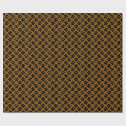 Tiny Dog Paw Print Pattern In Black and Brown Cadeaupapier (Vlak)