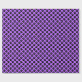 Tiny Dog Paw Print Pattern In Black and Purple Cadeaupapier (Vlak)
