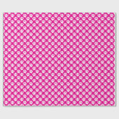Tiny Dog Paw Print Pattern In White and Hot Pink Cadeaupapier (Vlak)