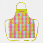 Tiny Dot Checkered Design in roze koraalgeel Schort (Voorkant)