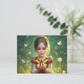 Tiny Dragon Keeper met Vlinders Briefkaart (Staand voorkant)