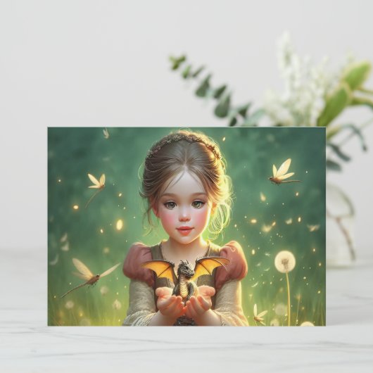 Tiny Dragon Keeper met Vlinders Kaart (Staand voorkant)