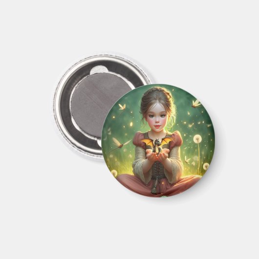 Tiny Dragon Keeper met Vlinders Magneet (Voorkant / Achterkant)