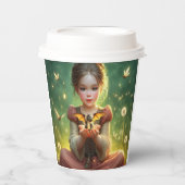 Tiny Dragon Keeper met Vlinders Papieren Bekers (Voorkant)