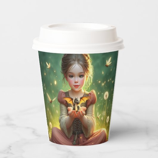 Tiny Dragon Keeper met Vlinders Papieren Bekers (Voorkant)