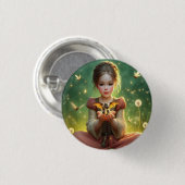 Tiny Dragon Keeper met Vlinders Ronde Button 3,2 Cm (Voorkant /achterkant)