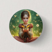 Tiny Dragon Keeper met Vlinders Ronde Button 3,2 Cm (Voorkant)