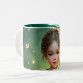 Tiny Dragon Keeper met Vlinders Tweekleurige Koffiemok (Voorkant links)