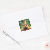 Tiny Dragon Keeper met Vlinders Vierkante Sticker (Envelop)