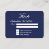 Tiny Elegant Minimal Navy Blue Wedding RSVP Informatiekaartje (Voorkant)