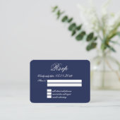Tiny Elegant Minimal Navy Blue Wedding RSVP Informatiekaartje (Staand voorkant)