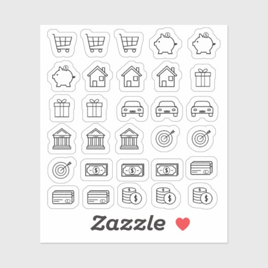 Tiny Everyday Icons Mini Finance Budgetplanner Sticker (Vel)