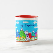Tiny Explorer Stick Figure Hiking Illustration Mok (Midden)