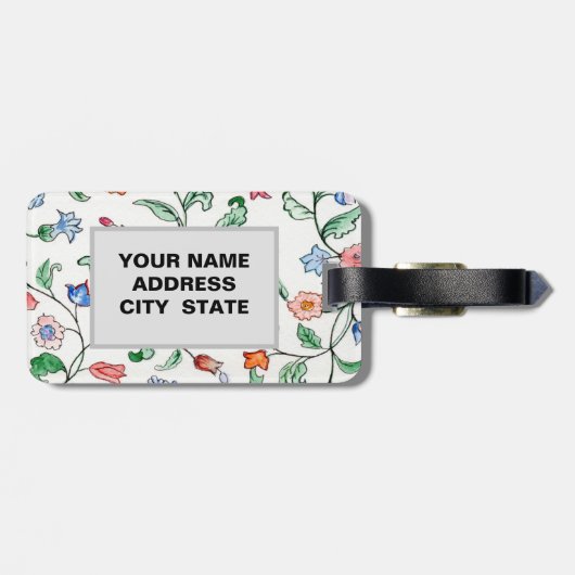 Tiny Floral Twine Bagagelabel. Bagagelabel (Achterkant horizontaal)