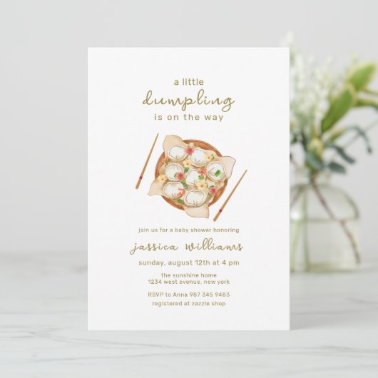 Tiny Flower Bao Dumpling Baby Borrelnoon Kaart (Staand voorkant)