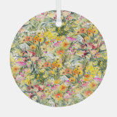 Tiny Flowers Field: heldere Waterverf. Glas Ornament (Voorkant)
