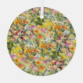 Tiny Flowers Field: heldere Waterverf. Glas Ornament (Achterkant)