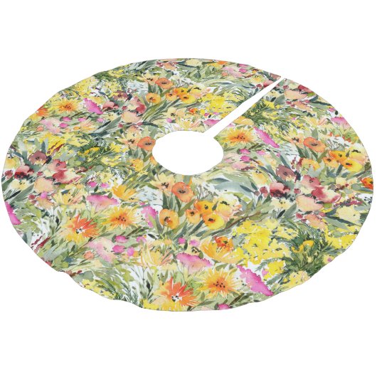 Tiny Flowers Field: heldere Waterverf. Kerstboom Rok (Gekanteld)