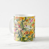 Tiny Flowers Field: heldere Waterverf. Koffiemok (Voorkant links)