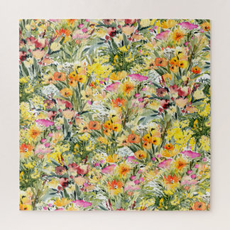 Tiny Flowers Field: heldere Waterverf. Legpuzzel