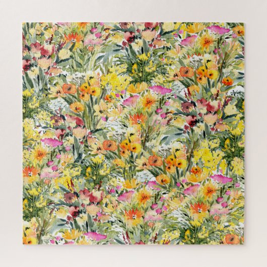 Tiny Flowers Field: heldere Waterverf. Legpuzzel (Verticaal)