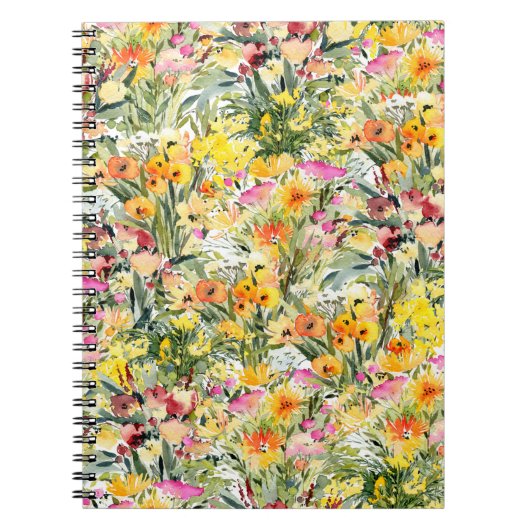 Tiny Flowers Field: heldere Waterverf. Notitieboek (Voorkant)