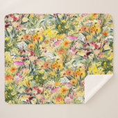 Tiny Flowers Field: heldere Waterverf. Sherpa Deken (Voorkant (horizontaal))