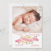 Tiny Flowers Foto geboorte aankondiging (Voorkant)