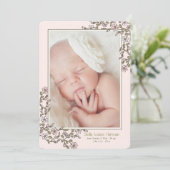 Tiny Flowers Foto geboorte aankondiging (Staand voorkant)