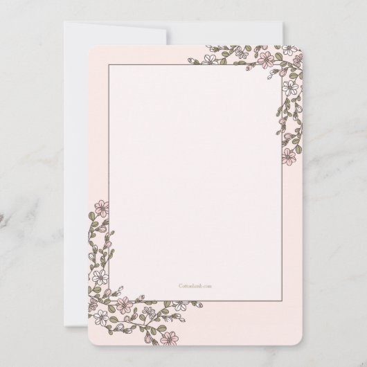 Tiny Flowers Foto geboorte aankondiging (Achterkant)