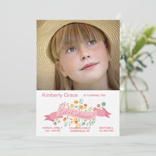 Tiny Flowers Fotouitnodiging Kaart (Staand voorkant)