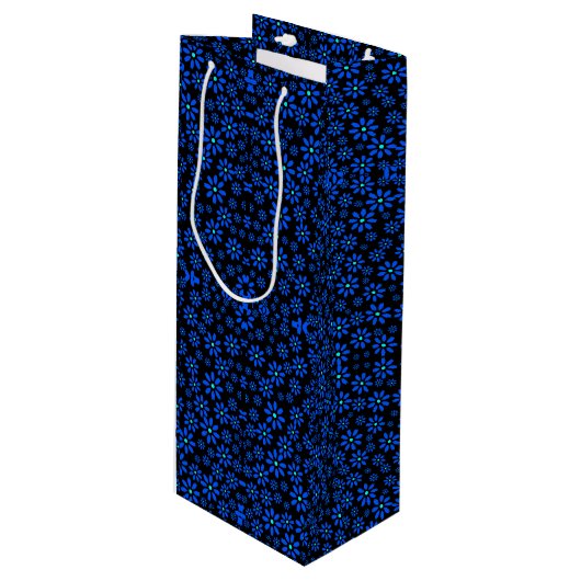 Tiny Flowers Pattern.Blue 01.b Black BG Leggings Wijn Cadeautas (Voorkant Gekanteld)